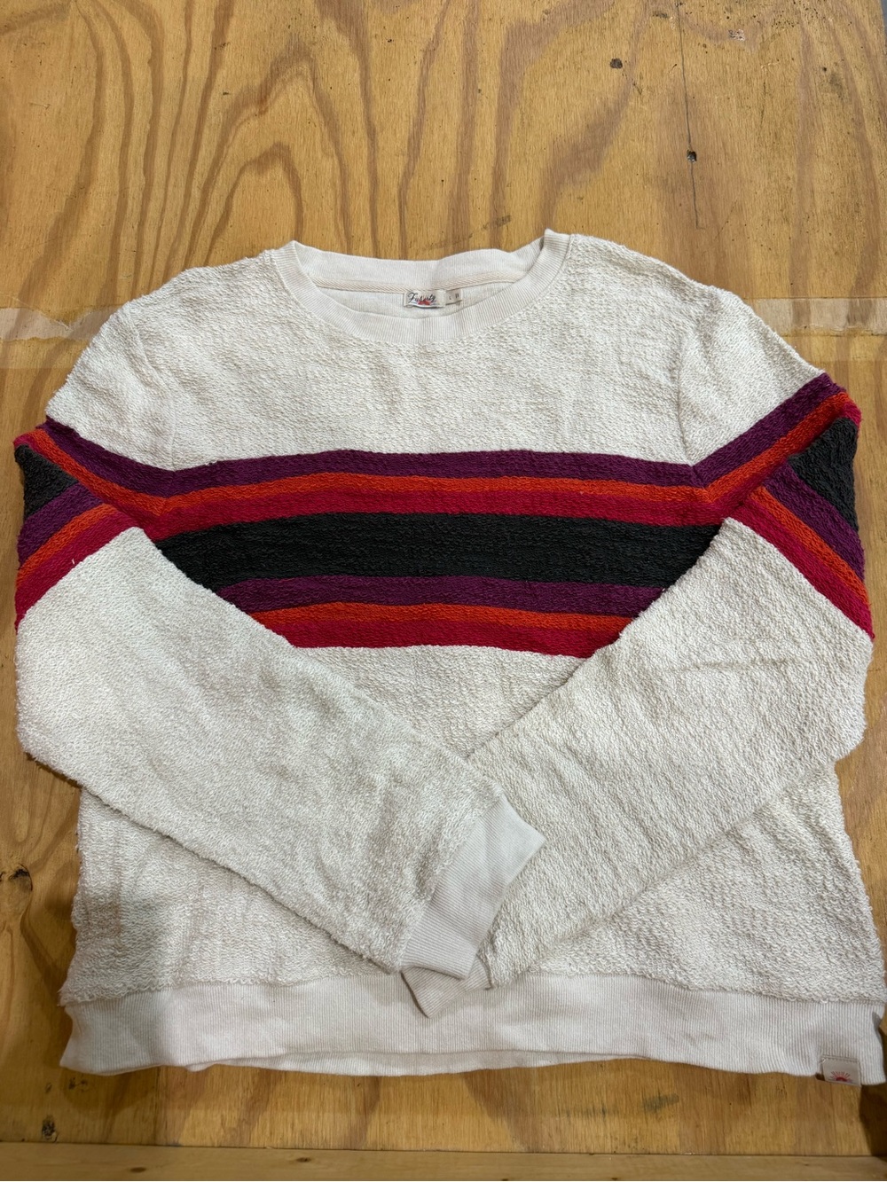 Faherty Women’s L Retro Stripe French Terry Crewneck Sweatshirt